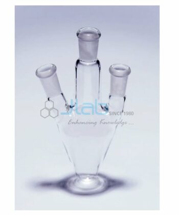 LGW-134 FLASKS PEAR SHAPED Three Necks, one side neck at angle, one side neck parallel.