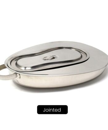 HH-10 BED PAN FEMALE - PERFECTION TYPE, JOINTED STAINLESS STEEL WITH LID
