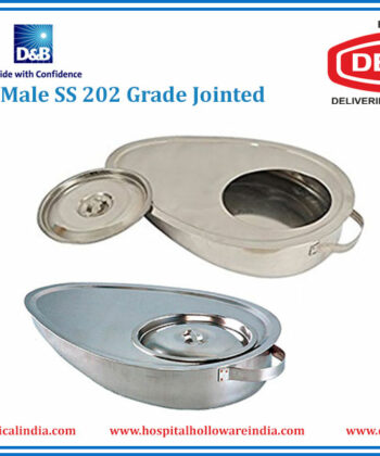 HH-11 BED PAN MALE - SLIPPER TYPE, JOINTED - STAINLESS STEEL WITH LID