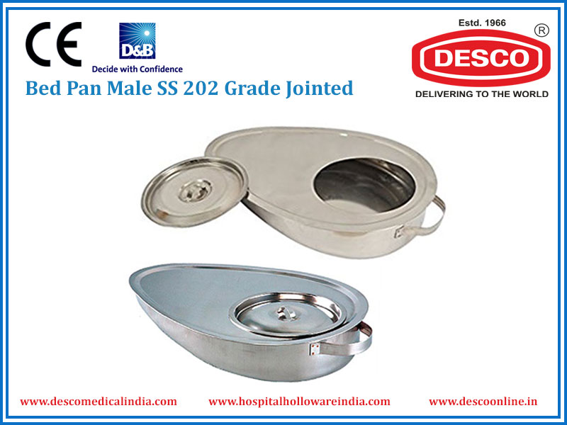 HH-11 BED PAN MALE - SLIPPER TYPE, JOINTED - STAINLESS STEEL WITH LID HH-11 BED PAN MALE - SLIPPER TYPE, JOINTED - STAINLESS STEEL WITH LID
