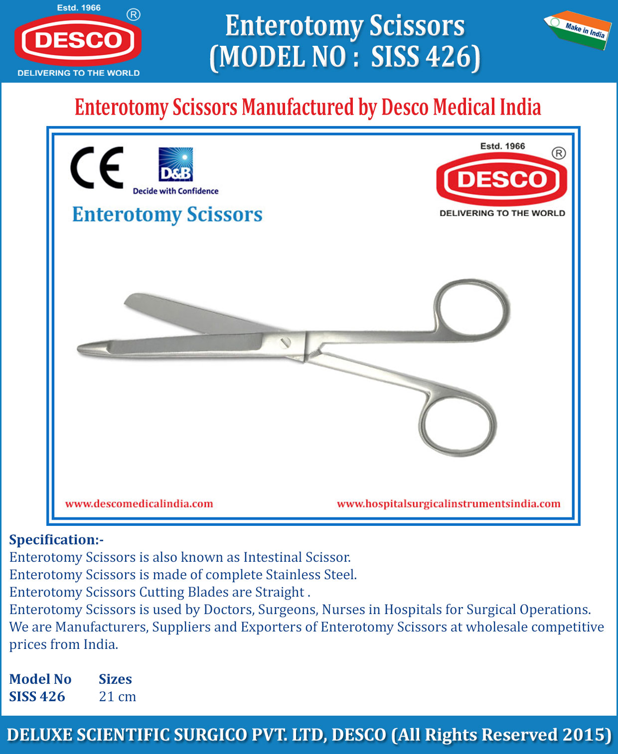 HSI-981 ENTEROTOMY SCISSORS HSI-981 ENTEROTOMY SCISSORS