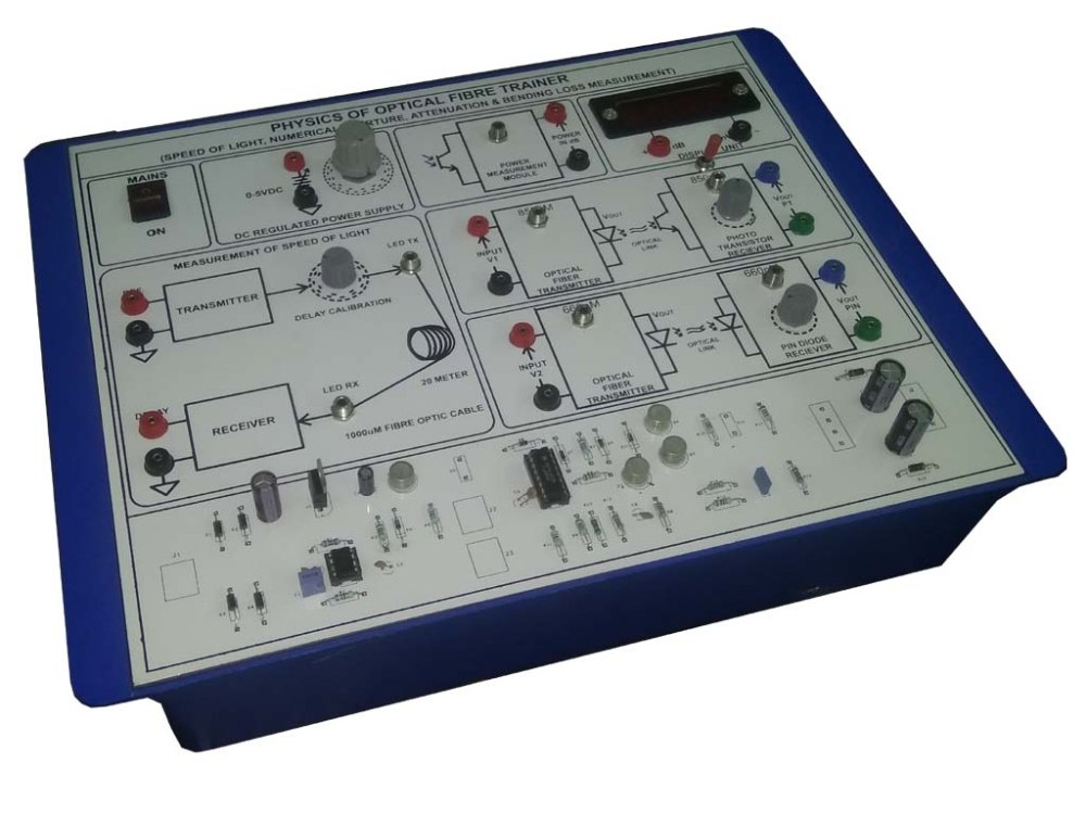 PFO-E477A FIBER OPTIC TRAINER (NUMERICAL APERTURE, ATTENUATION LOSS, BENDING LOSS AND SPEED OF LIGHT) PFO-E477A FIBER OPTIC TRAINER (NUMERICAL APERTURE, ATTENUATION LOSS, BENDING LOSS AND SPEED OF LIGHT)
