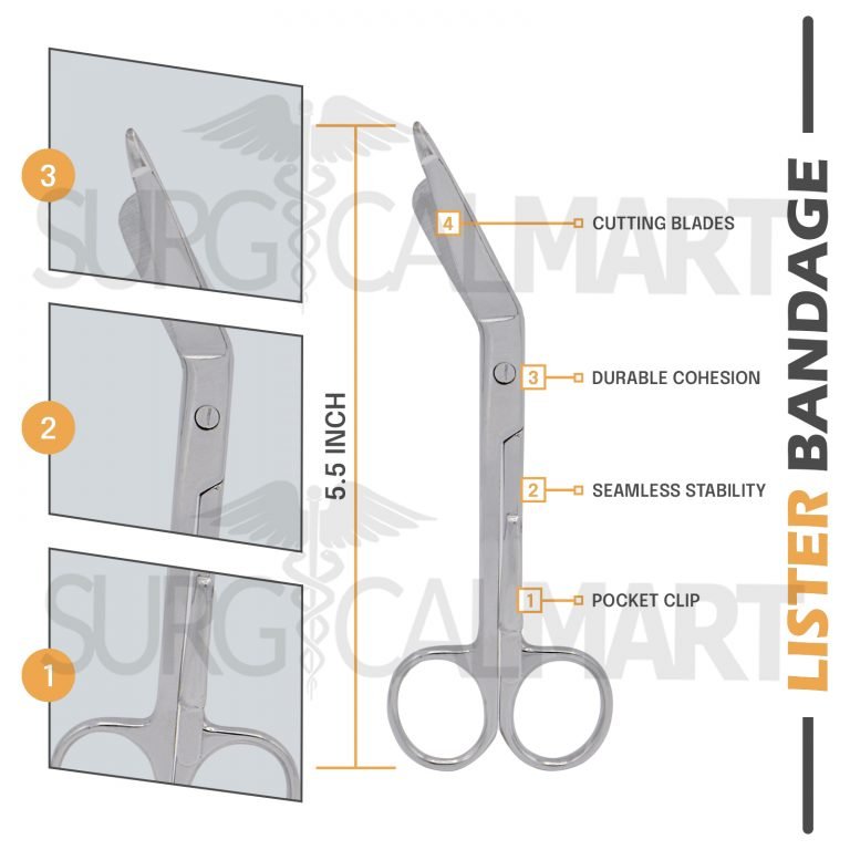 HSI-162 LISTER BANDAGE SCISSORS WITH POCKET CLIP HSI-162 LISTER BANDAGE SCISSORS WITH POCKET CLIP