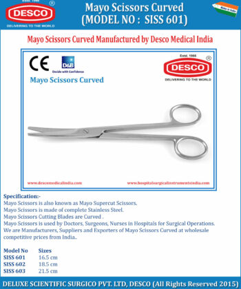 HSI-1081 MAYO UTERINE SCISSORS  CURVED
